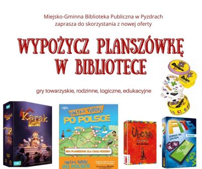 planszówki w bibliotece- grafika informacyjna
