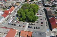 Rynek w Pyzdrach z lotu ptaka