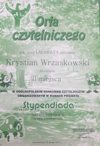 Dyplom za zajęcie II miejsca
