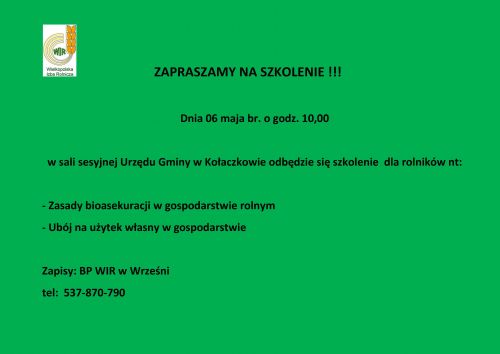 informacja o szkoleniu
