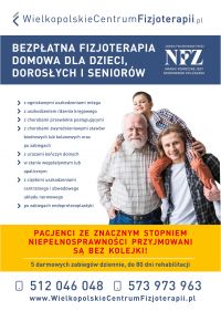 Plakat informujący o bezpłatnej fizjoterapii