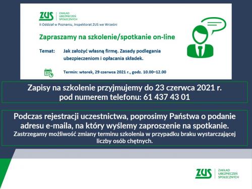 ZUS zaprasza na szkolenie online