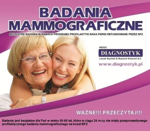 Bezpłatne badania mammograficzne