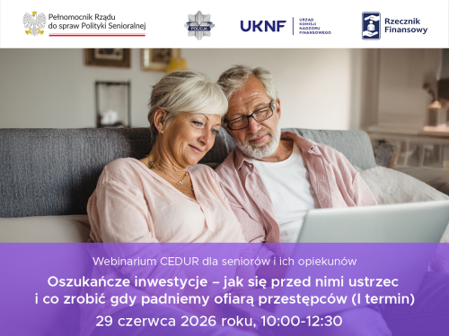Zaproszenie na webinarium CEDUR dla seniorów i ich opiekunów